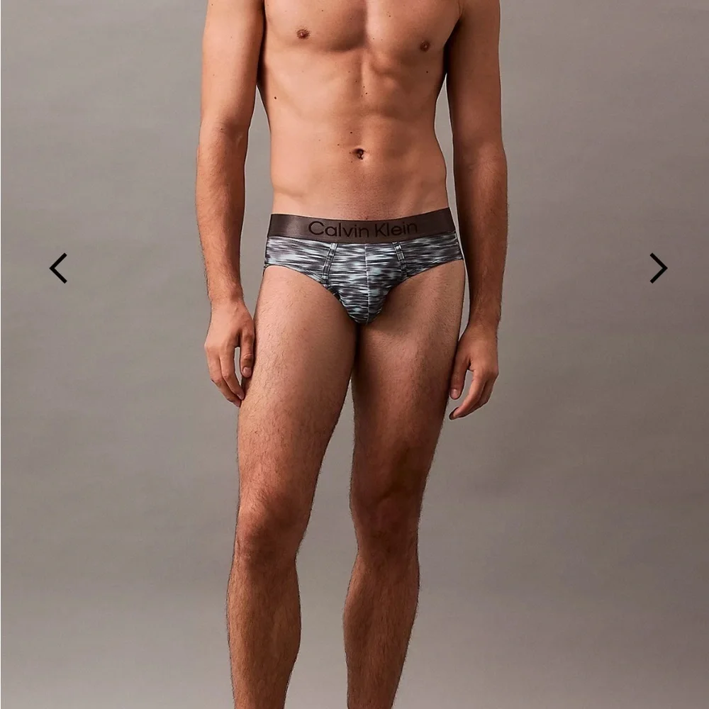 Calvin Klein | Brushed Microfiber Stretch Hip Brief in Downpour Print (Medium)